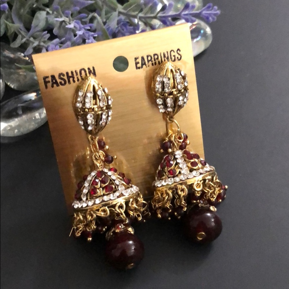 Red and Gold Jhumka earrings